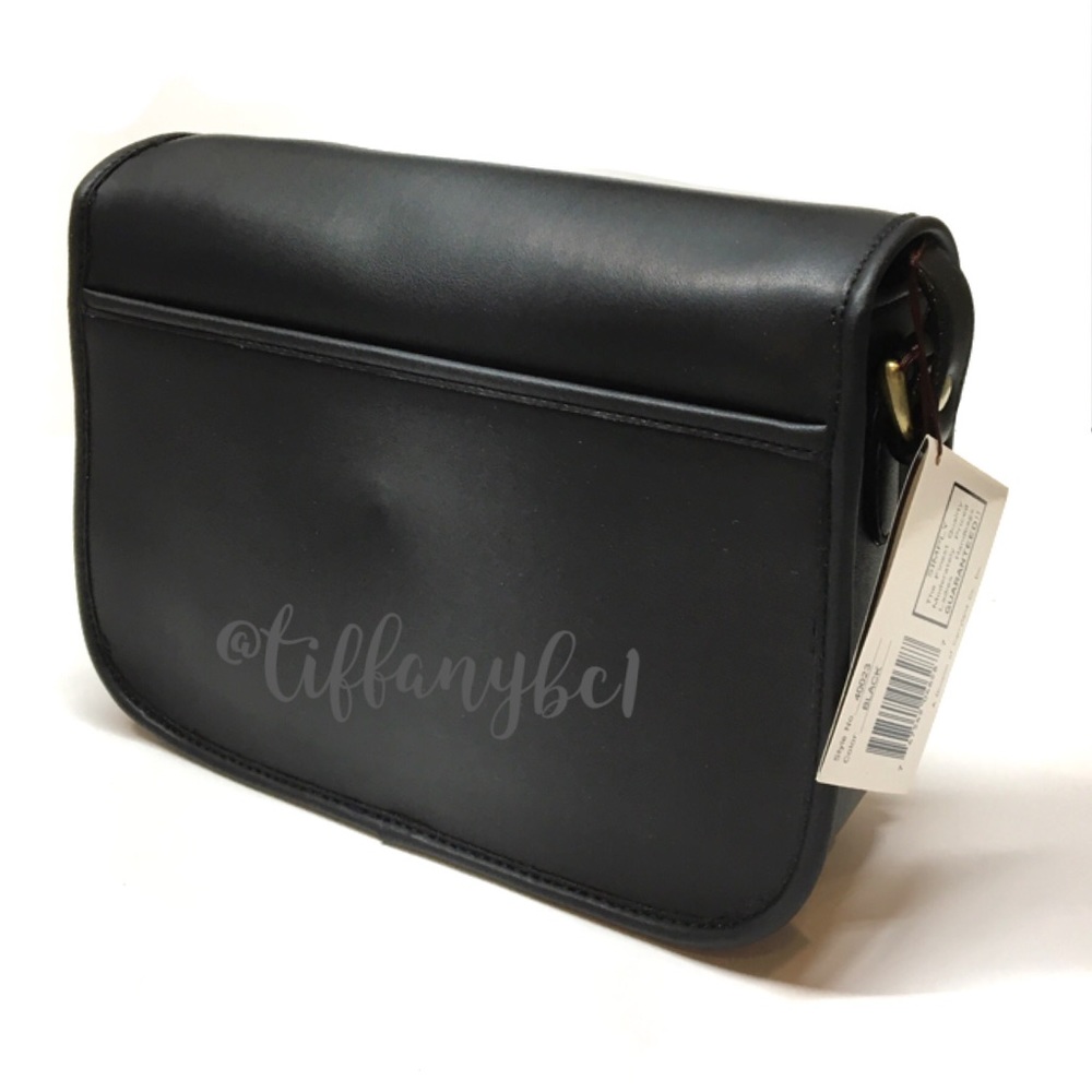 Soft Front Flap Shoulder Bag Faux Leather Black - Picture 4 of 15